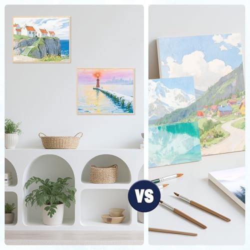 HANSILK 3pk 4 * 4/6 * 6/8 * 8 Inch Blank Framed Canvas Wall Art - Premium White Cotton Canvas Panel for DIY Painting, Custom Art, Home Decor - Ready to Hang, Pre-Stretched Wood Frame -3pcs