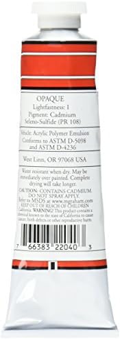 M. Graham 2-Ounce Tube Acrylic Paint, Cadmium Red
