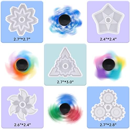 NiArt Fidget Spinner Silicone Resin Mold Kit, 5 Molds, 10 Bearings Set