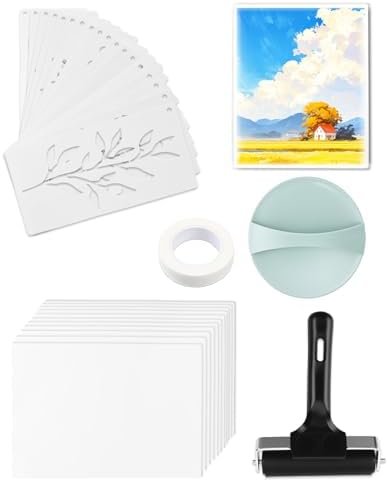 UCEC 32Pk Gel Printing Kit 5x7in w/Brayer, Baren, Stencils & Paper for Art