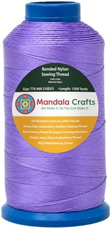 Mandala Crafts Size 69 210D T70 Lilac Bonded Nylon Thread, 1500 YDs