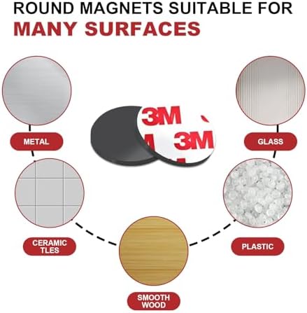 Circle 0.75" Round Magnets with Adhesive Backing,Peel and Stick Refrigetor Magnets,Self Sticky Pre-Cut Magnetic Dots (175 PCS)