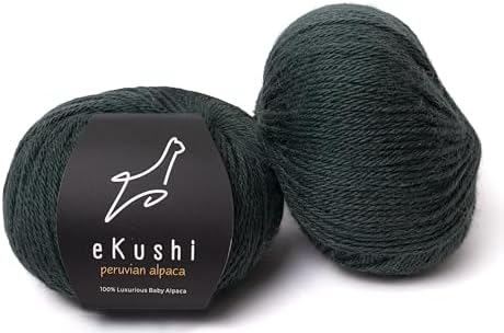 100% Baby Alpaca Yarn for Knitting & Crocheting - Set of 2 Skeins of Premium Yarn DK - Lightweight, Hypoallergenic & Thermal Peru Made - Ideal for Delicate Projects (GR023 - Dark Slate Green)