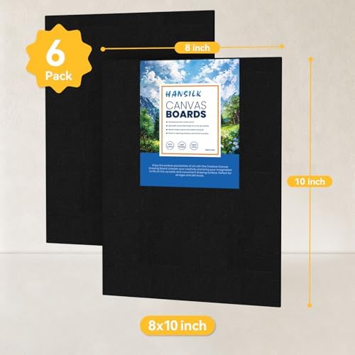 Black Canvases for Painting pk 8 * 10 Pre Primed 100% Cotton White Blank Canvas Boards for PaintingPaint Canvas Panels for Acrylic Oil Watercolor Tempera Paints (Black, 8 * 10)