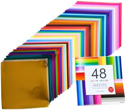 Japanese Origami Paper Includes Metallic Foil Type, 48 Colors (96 Sheets)
