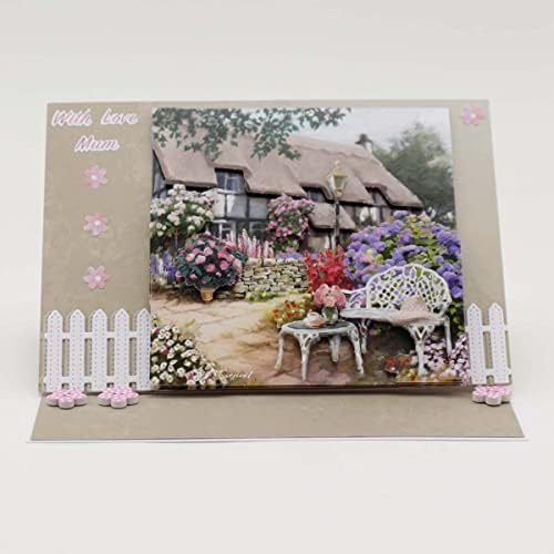 Katy Sue Designs Country Garden 3D Die-Cut Decoupage Sheets for Card Making. A Pack of 12 Sheets of Country Cottage, Gardening, and Floral-Themed Die Cuts for Card Making Supplies