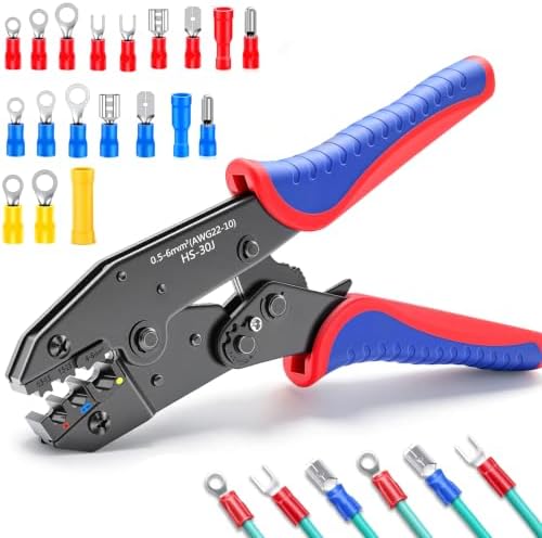 smseace Wire Crimping Tool for Insulated Electrical Connectors 22-10AWG Professional Ratcheting Terminal Crimper