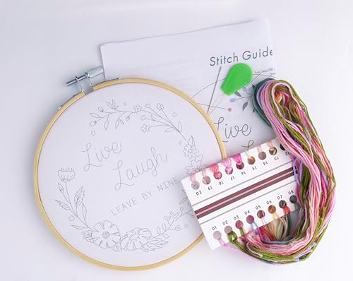 FUNATIC Live Laugh Leave By Nine Funny Embroidery Kit for Adults
