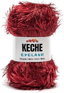 Eyelash Fun Fur Yarn - Premium Soft Crochet Yarn DIY Hand Knitting 100% Polyester 175 Yds 3.53 Oz - Burgundy