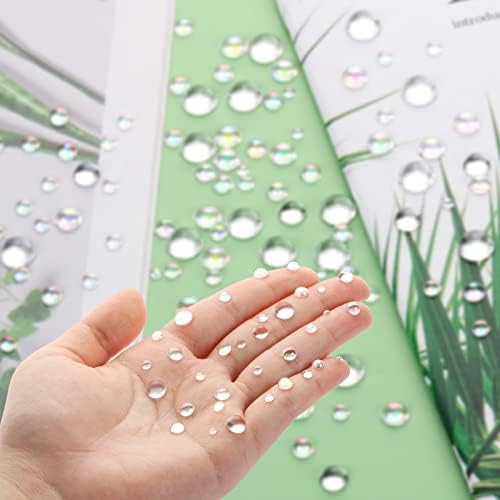 700 Pcs Clear Dewdrop Holographic Water Droplets Embellishments Scrapbooking Card Making Supplies Resin Dewdrop Beads Clear Waterdrop for DIY Crafts Paper Decor (AB Clear)