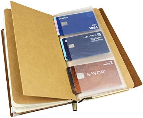 WANDERINGS Clear Zipper Case and Kraft Card Holder for Refillable Travel Journals - 4.25" x 8.25" (11 x 21cm) - Standard Regular Size