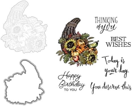 Sunflower Flower Harvest Clear Stamps and Die Cuts Sets for DIY Card Making