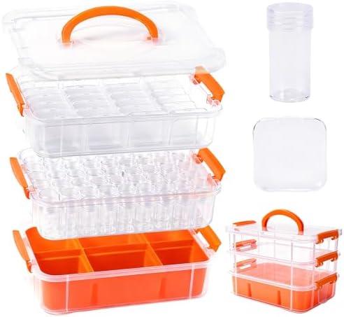 Bead Organizers 3-Tier Stackable Storage Container Box 87 Pcs Diamond Art Storage Plastic Storage Cases Mini Clear Bead Storage Containers for Bracelet Making DIY Jewelry Craft Nail Transparent Boxes