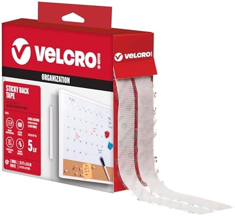 VELCRO Brand 15ft x 3/4in I White Tape Roll with Adhesive I Cut Strips to Length I Stick on Hook and Loop Fasteners to Organize Home Office or Classroom (90082)