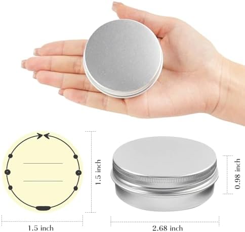 TUZAZO 48Pack Aluminum Tins, 2 Oz Metal Container with Lids and Labels