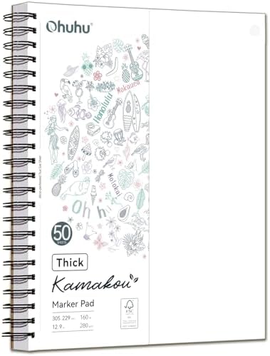 Ohuhu 9"x12" Double-Sided Bleedproof Marker Pad Art Sketchbook 50 Sheets