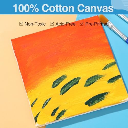 ESRICH Mini Canvases for Painting, 4x4In Canvas in Bulk 100 Pack, 2/5In Profile Small Square Canvas, Blank Canvases are Great for School Projects and Kids Birthday Parties, Home Decor Project.