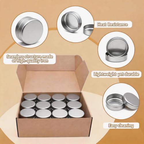 36-Pack 2.5oz Candle Tins with Lids, Metal Candle Jars for Candle Making, Empty Containers Vessels Bulk for Small Business & Beginners DIY Storage -Silver