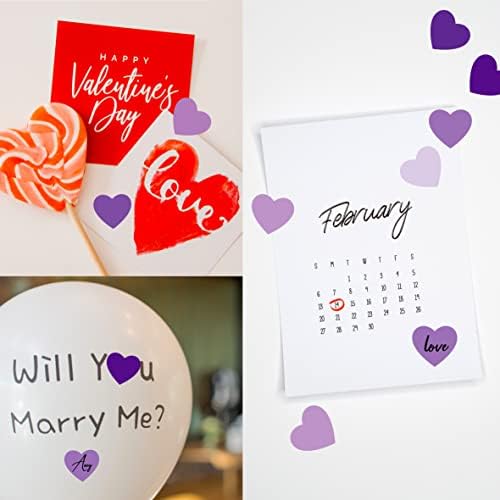 1200 PCS Purple Heart-shaped Stickers, 10 Gradient Purple Designs Self-adhesive Labels with Perforation Line in Roll, Use for Valentine's Day,Award Charts, Teachers & Classrooms, Bookmarks (3/4" Each)