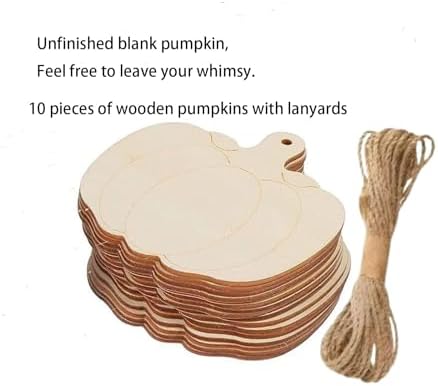 Wooden Pumpkin Ornament, 10pcs Halloween Blank Wooden Pumpkin 3.5X2.8in Used for Painting and Decoration DIY Technology, Hanging skrnrhrery