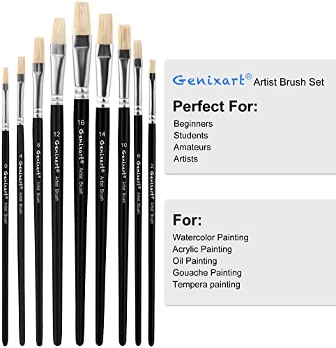 Genixart Artist Paint Brush Set, Paintbrushes for Acrylic, Oil, Watercolor