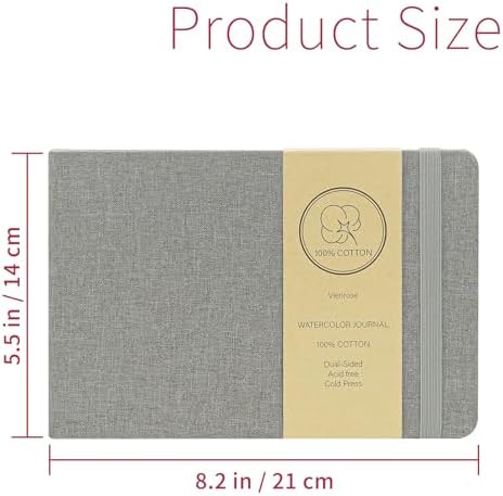 Vienrose Watercolor Sketchbook Journal 5.5x8.2 Inch 24 Sheets Grey