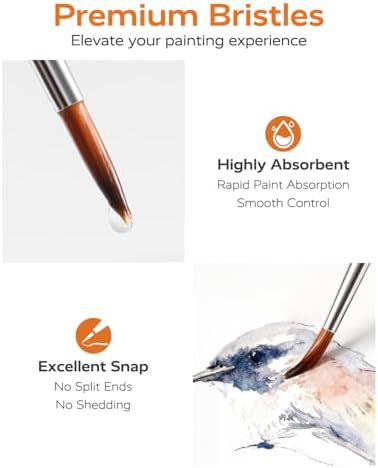 JUSART Miniature Paint Brushes 12 PCS, Fine Tip Model Paint Brushes, Wood
