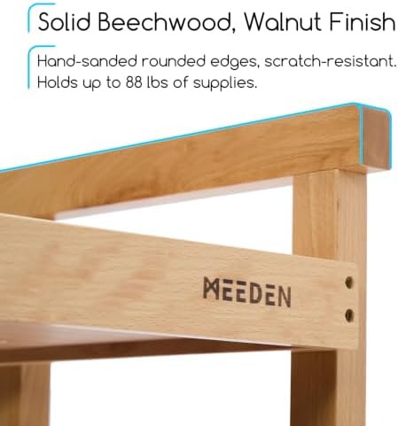 MEEDEN Rolling Art Supply Cart: Solid Beech Wood 3-Tier Storage Trolley