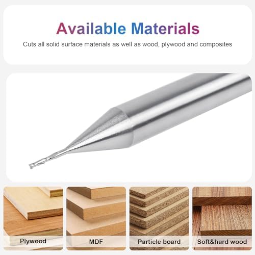 SpeTool Carbide Upcut Inlay Router Bit 1/32 Inch Cutting Diamter 1/4 Inch Shank CNC Spiral End Mill Plunge Cut for Wood Engraving Carving