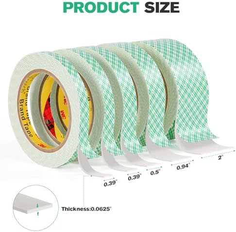3M Double Sided Foam Tape 0.75" x 10Ft White 4026 Double Coated Urethane Adhesion Polyurethane Tape for Mounting Signs Craft DIY Projects Cards, 1 Pack
