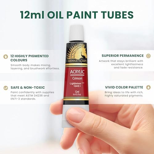 MyArtscape Heavy Body Acrylic Paint Set - 12 x 12ml Acrylic Paint