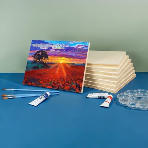 8 Pack Wood Canvas 14x18 Inch Wood Panels Smooth& Textured Pine Wood Boards for Oil Watercolor Art DIY Cratfs by Artists & Hobbyists