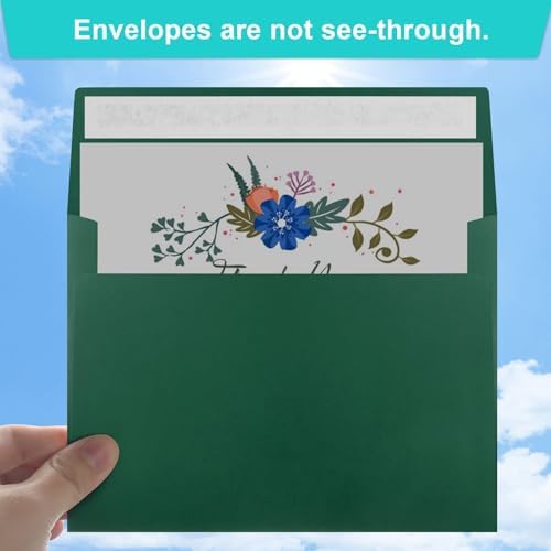 70 Packs of Invitation Envelopes, A2 Dark Green Postcard Envelopes for 4.5x5.5 Cards for Invitations, Self Seal for Photos RSVP, Greeting Cards