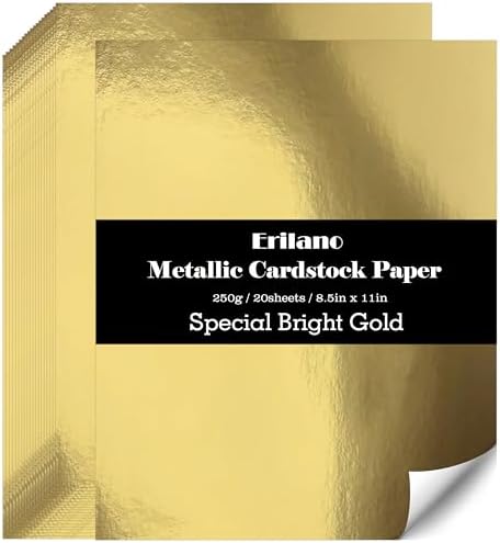 Gold Cardstock 8.5x11 in, 92lb/250GSM Metallic Shimmer, 20 Sheets ﻿