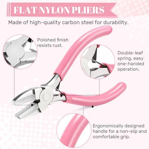 Mudder 2 Pcs Jewelry Making Tool 6 in 1 Bail Making Plier,Pink