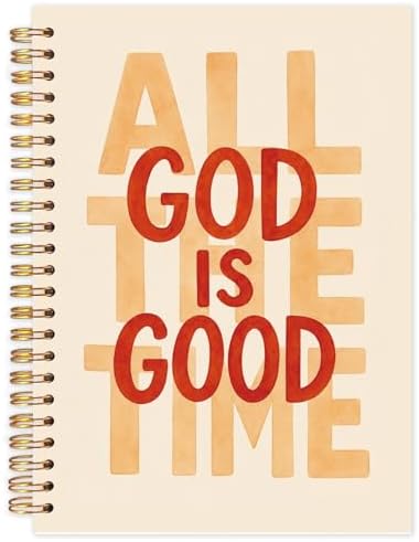 Yhtrg God Is Good Christian Spiral Hardcover Notebook, Cream and Burnt Orange Inspirational Writing Journal, Religious Faith Prayer Notebook for Bible Study Daily Journaling, 5.5x8.3