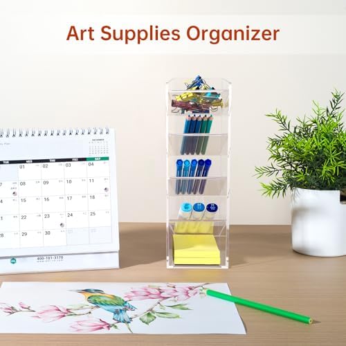 BEYGORM Acrylic Vertical Marker Organizer for 50 Markers, Desk Orgaizer