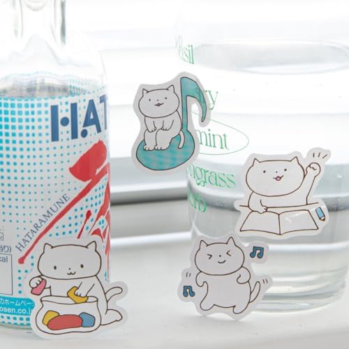 46 Pcs Small Cute White Cat Stickers for Scrapbooking Diary Laptop Junk Journal Notebook Kids Envelope Card Making Diary Planner Craft DIY Craft Decoration, 23 Patterns