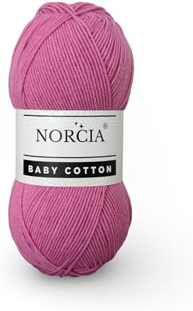 Baby Cotton, 55% Cotton 45% Acrylic Yarn, Fine/Sport (2) for Crochet and Knitting, Soft Amigurumi Yarn, 100 gr (361 yds)