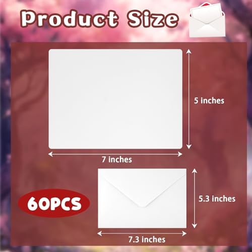 Mototo 60 Set Blank Watercolor Cards with Envelopes 5 x 7 Inch DIY Painting