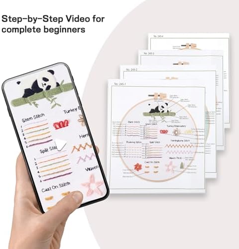 JOINRUN Beginner Embroidery Kit for Adults, 4 Pack with Video Tutorial
