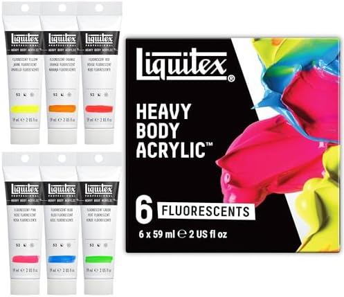 Liquitex Heavy Body Acrylic Paint Set, 6 x 59ml, Fluorescent Colors Set