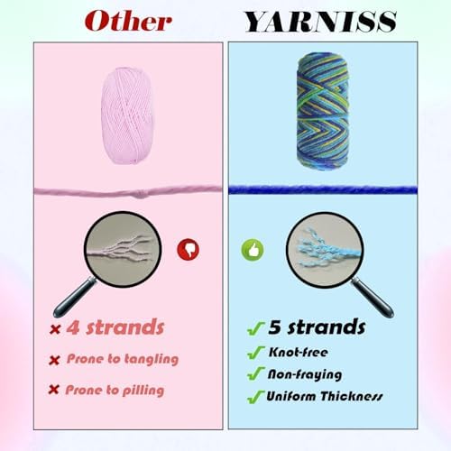 Yarniss 24 Color Crochet Yarn Kit, 1312yds Worsted Acrylic with 4mm Hook