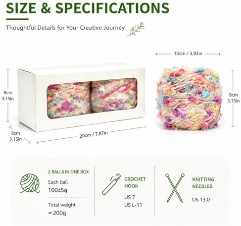 Soft Fancy Yarn for Crochet and Knitting, Novelty Art Yarn for DIY Crafts, Textured Decorative Yarn for Weaving, Handmade Projects and Home Decor (Cream Pink)