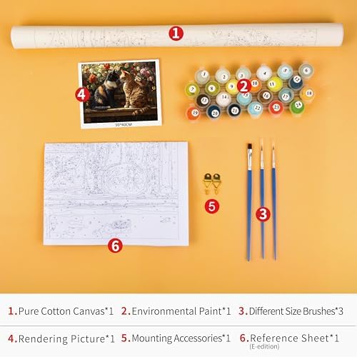 TUMOVO Cats DIY Paint by Numbers Kit for Adults