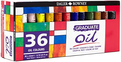 Daler Rowney Graduate 22ml Oil Paint Set, 36 Assorted Colours, High Lightfastness, Ideal for Student Artists & Hobbyists