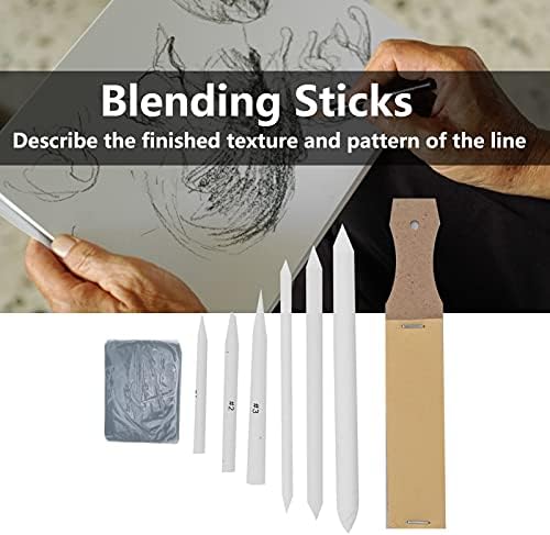 Sketch Drawing Tools Professional Blending Stumps Set with Eraser Sandboard for Artists Students Sketching Painting Art Supplies 8 Pieces