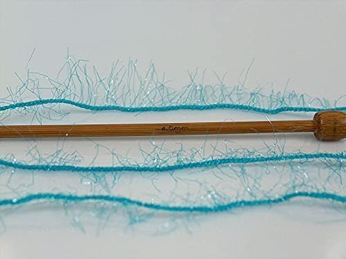 Sparkly Eyelash Fantasy Knitting Yarn | Metallic Lurex Nylon Short Eyelash Yarn | 50g (1.76oz) |140m(155 Yards) | Shiny Crochet Thread for Amigurumi & Decorative Projects (1 Skein, Turquoise)