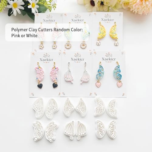 12 Pairs Butterfly Wing Polymer Clay Cutters - Detailed Texture Jewelry Making Tools for Earrings & DIY Crafts, Soft Clay Shaping Molds