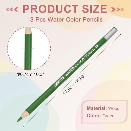 PATIKIL Watercolor Pencils Coloring Drawing Pencils Set Green 3 Pcs